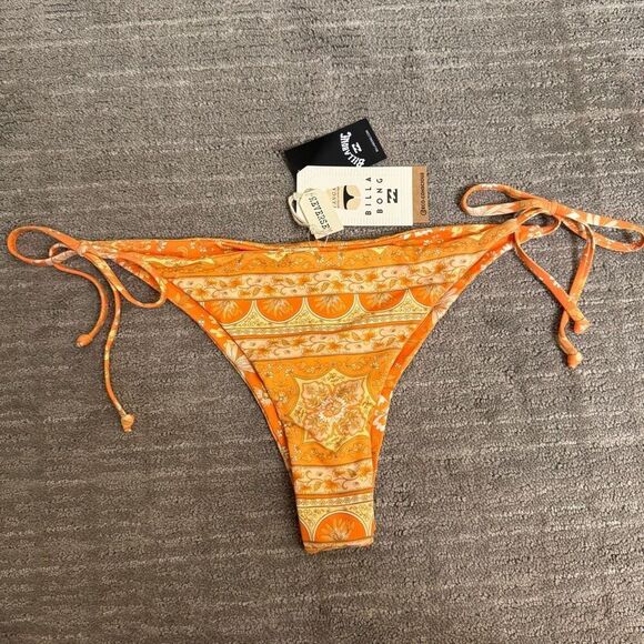 Billabong Orange In Dream Space Reversible Tie Side Tanga Bikini Bottoms XL NWT - Picture 1 of 7